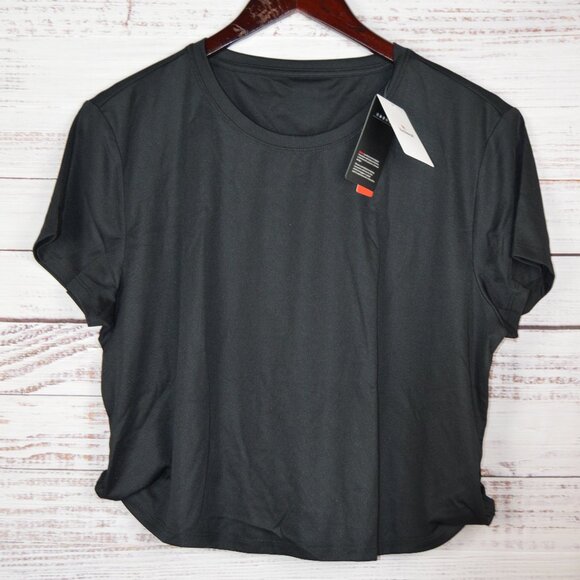 Baleaf Womens Cropped Running Workout Top Shirt Sz Large Short Sleeve Black NWT - Picture 3 of 16